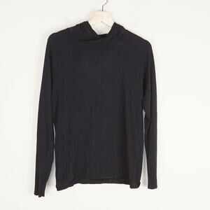 Zara Lightweight Wool Blend Thin Long Sleeve Pullover Knit Black Hoodie Mens L